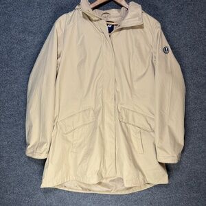 Lands End Full Zip Jacket Size XL Twill Hooded Beige